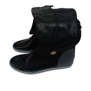 Nike Womens Carico 525412 041 Black Leather Round Toe Knee High Boots Size 6.5